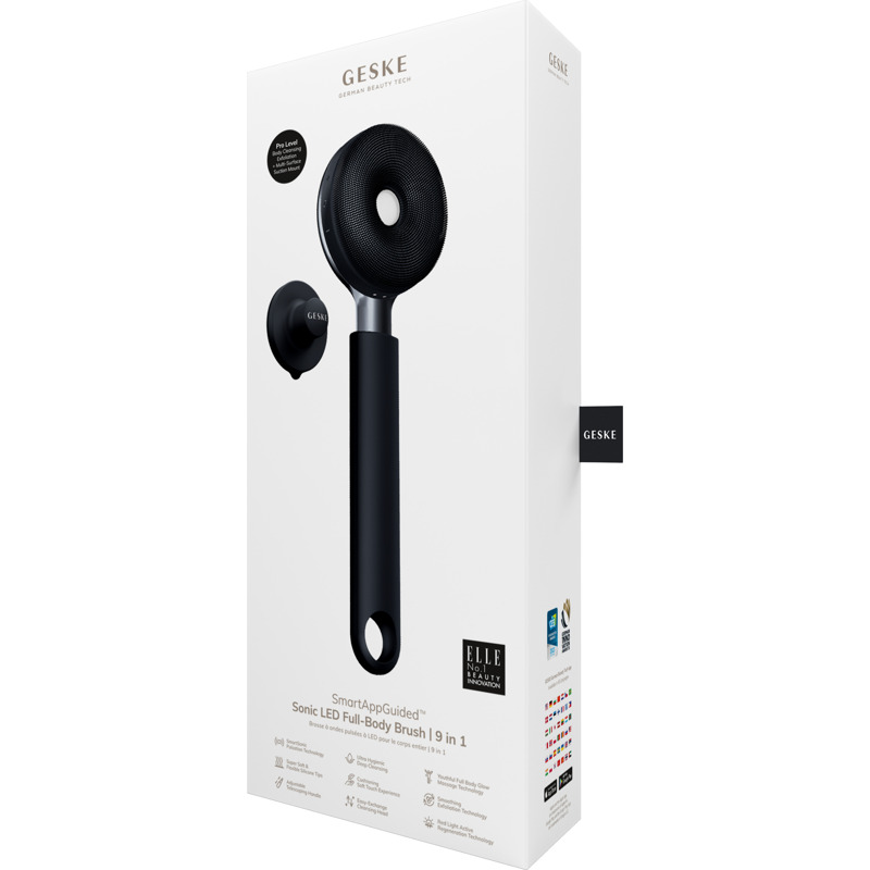 Звукова світлодіодна щітка для всього тіла GESKE Sonic LED Full-Body Brush&Intensive Exfoliator 9в1 black