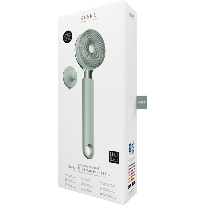 Звукова світлодіодна щітка для всього тіла GESKE Sonic LED Full-Body Brush&Intensive Exfoliator 9в1 green