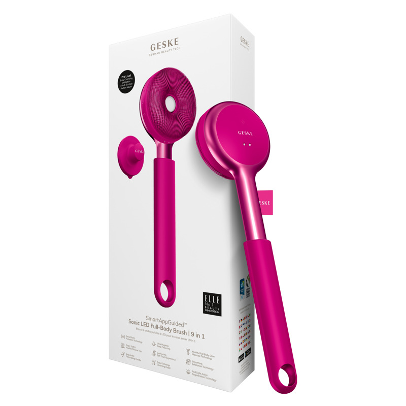 Звукова світлодіодна щітка для всього тіла GESKE Sonic LED Full-Body Brush&Intensive Exfoliator 9в1 magenta