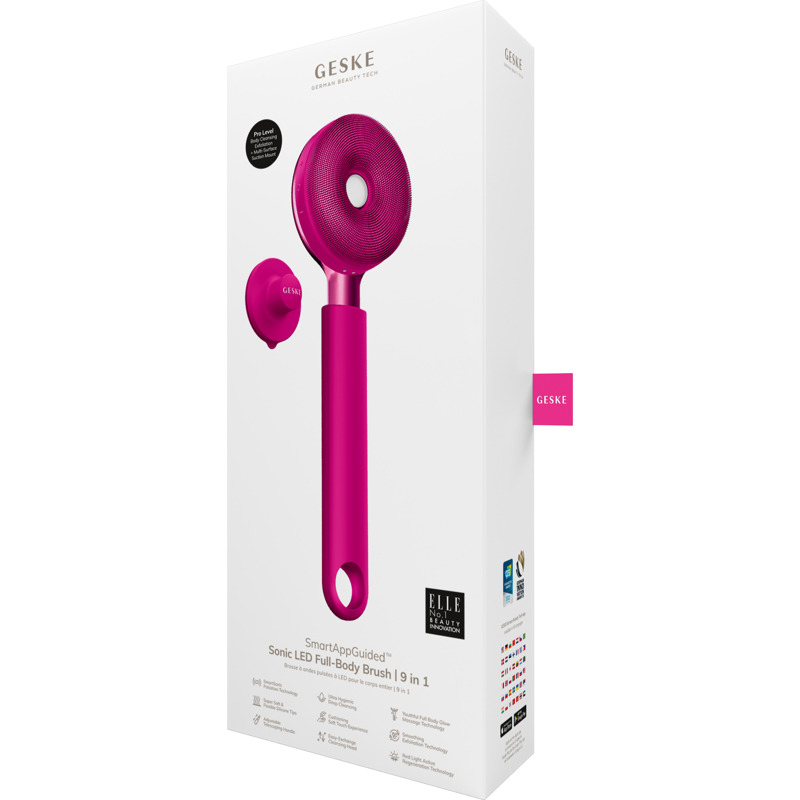 Звукова світлодіодна щітка для всього тіла GESKE Sonic LED Full-Body Brush&Intensive Exfoliator 9в1 magenta