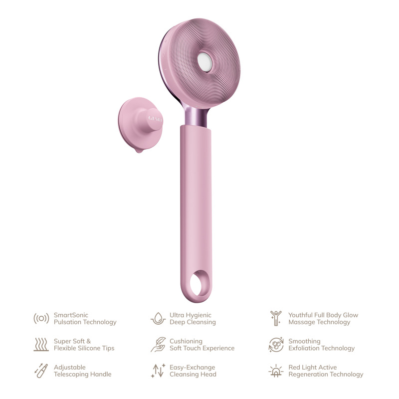Звукова світлодіодна щітка для всього тіла GESKE Sonic LED Full-Body Brush&Intensive Exfoliator 9в1 pink