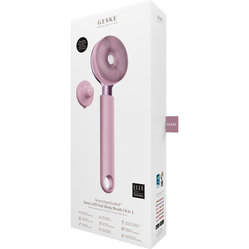 Звукова світлодіодна щітка для всього тіла GESKE Sonic LED Full-Body Brush&Intensive Exfoliator 9в1 pink