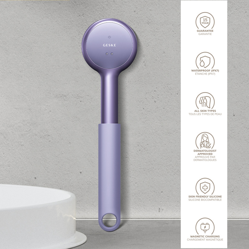 Звукова світлодіодна щітка для всього тіла GESKE Sonic LED Full-Body Brush&Intensive Exfoliator 9в1 purple