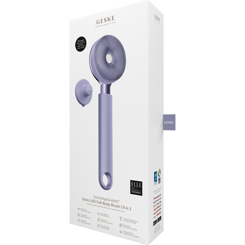 Звукова світлодіодна щітка для всього тіла GESKE Sonic LED Full-Body Brush&Intensive Exfoliator 9в1 purple