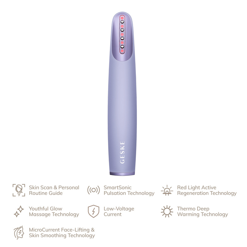 Пристрій для зміцнення та тонізації шкіри обличчя GESKE Skin Firming Wand 7в1 purple