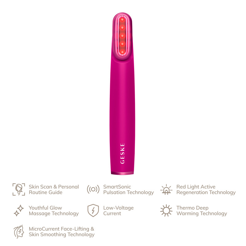 Устройство для укрепления и тонизации кожи с поворотной головкой GESKE Skin Firming Wand 7в1 magenta