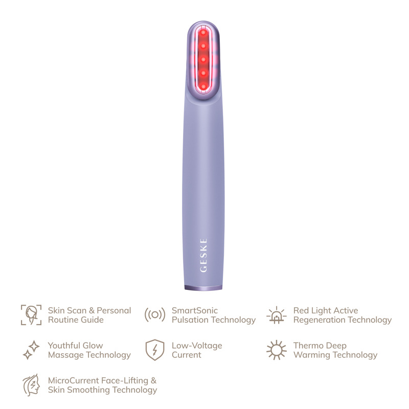 Устройство для укрепления и тонизации кожи лица с поворотной головкой GESKE Skin Firming Wand 7в1 purple