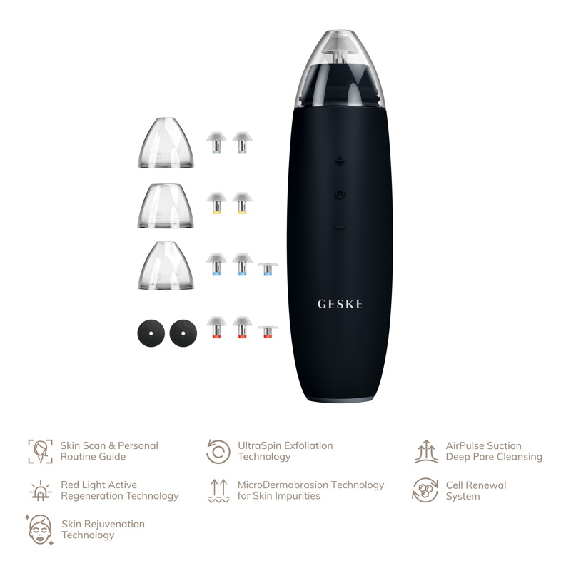 Мікродермабразійний пристрій для видалення чорних цяток GESKE MicroDermabrasion Blackhead Remover 7в1 black