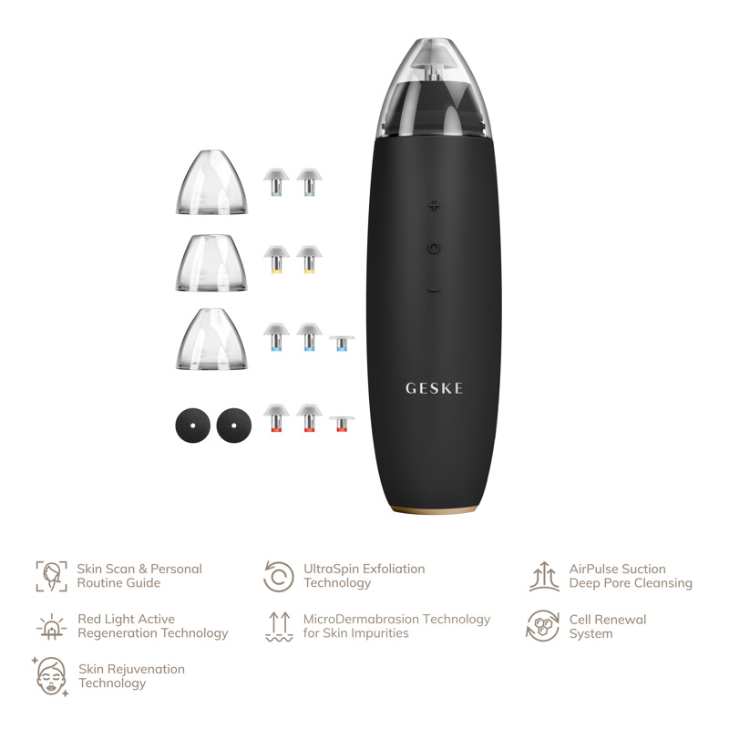 Мікродермабразійний пристрій для видалення чорних цяток GESKE MicroDermabrasion Blackhead Remover 7в1 gray