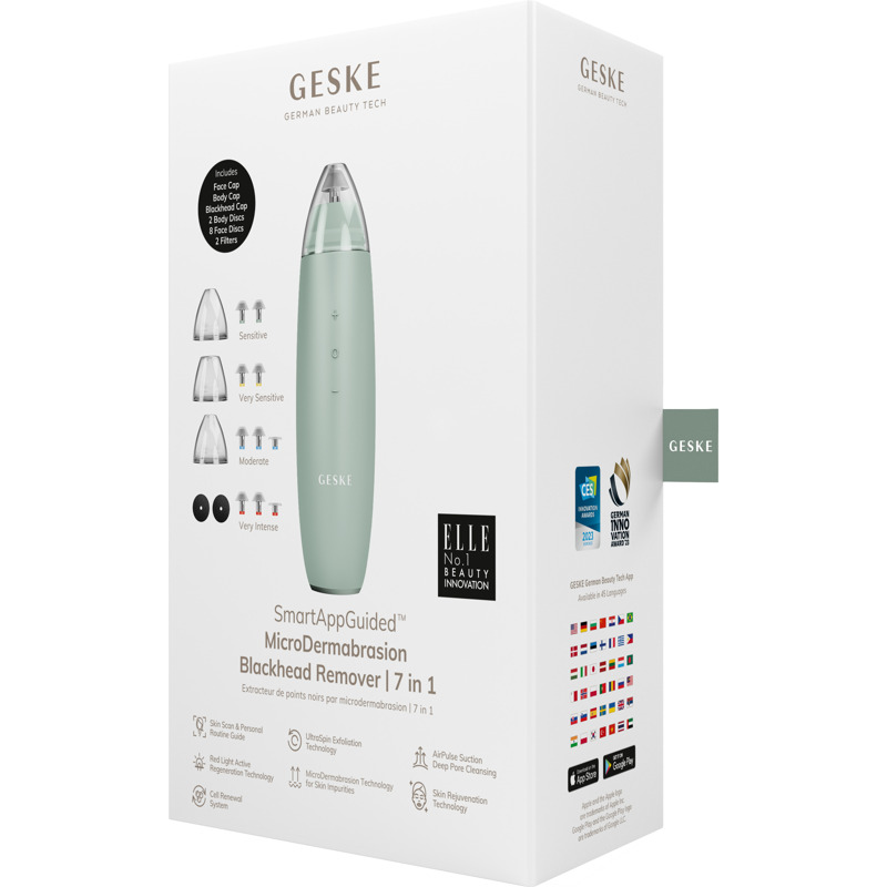 Мікродермабразійний пристрій для видалення чорних цяток GESKE MicroDermabrasion Blackhead Remover 7в1 green