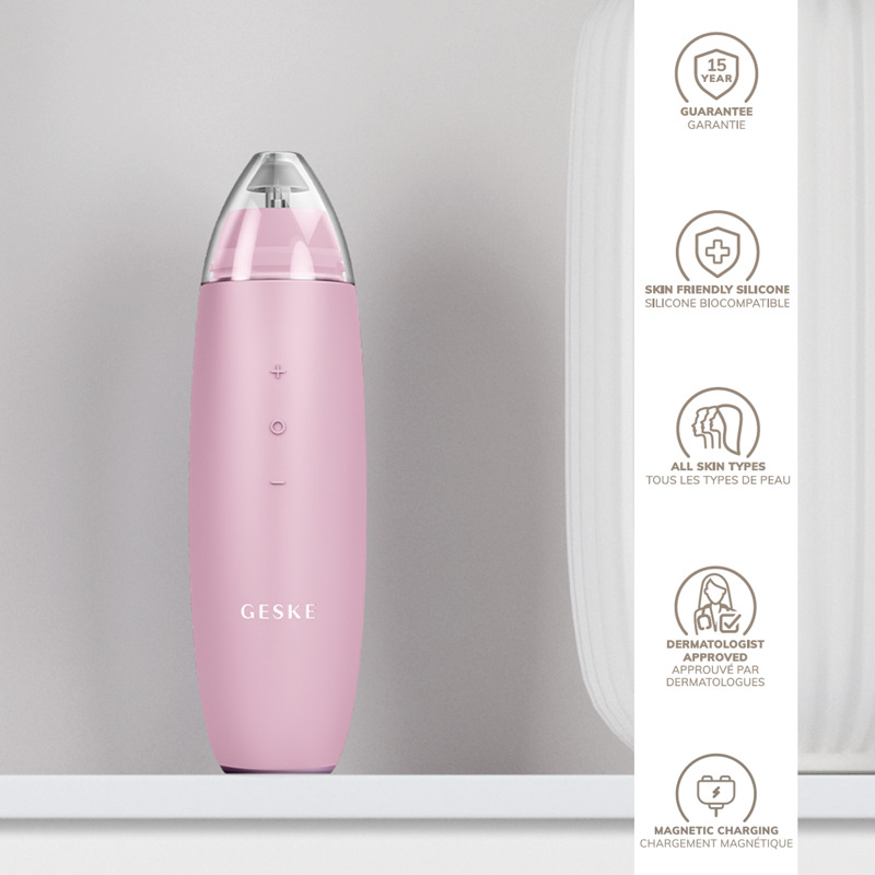 Мікродермабразійний пристрій для видалення чорних цяток GESKE MicroDermabrasion Blackhead Remover 7в1 pink