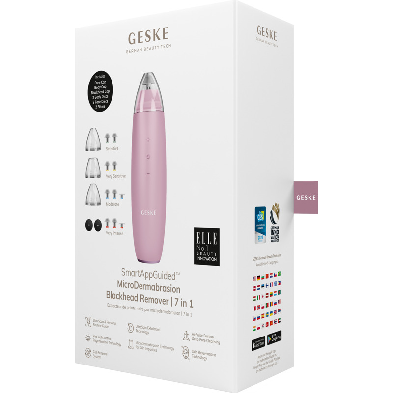 Мікродермабразійний пристрій для видалення чорних цяток GESKE MicroDermabrasion Blackhead Remover 7в1 pink