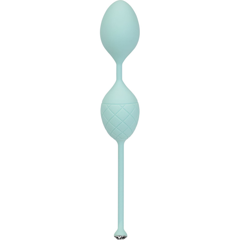 Роскошные вагинальные шарики PILLOW TALK - Frisky Teal с кристаллом, диаметр 3,2см, вес 49-75гр