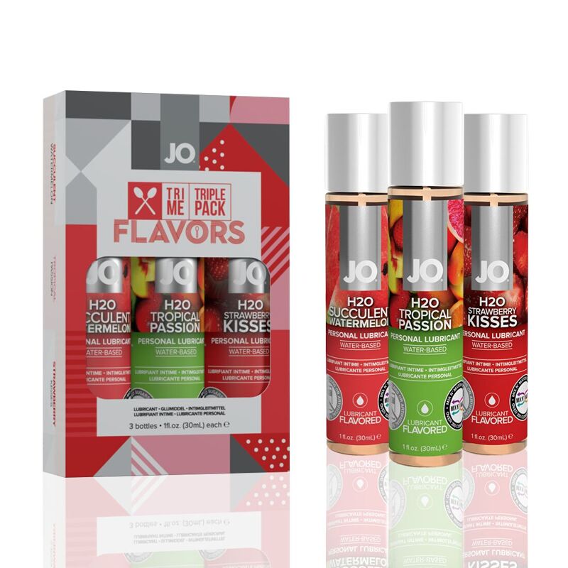 Набор JO Tri-Me Triple Pack — Flavors (3×30 мл) три разных вкуса оральных смазок Набор JO Tri-Me Triple Pack — Flavors (3×30 мл) три разных вкуса оральных смазок