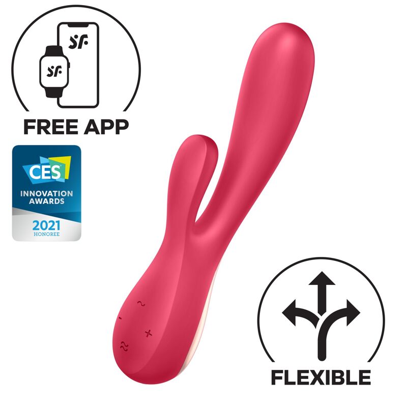 Смарт вибратор-кролик Satisfyer Mono Flex Red, 2 мотора, управление через интернет Смарт вибратор-кролик Satisfyer Mono Flex Red, 2 мотора, управление через интернет
