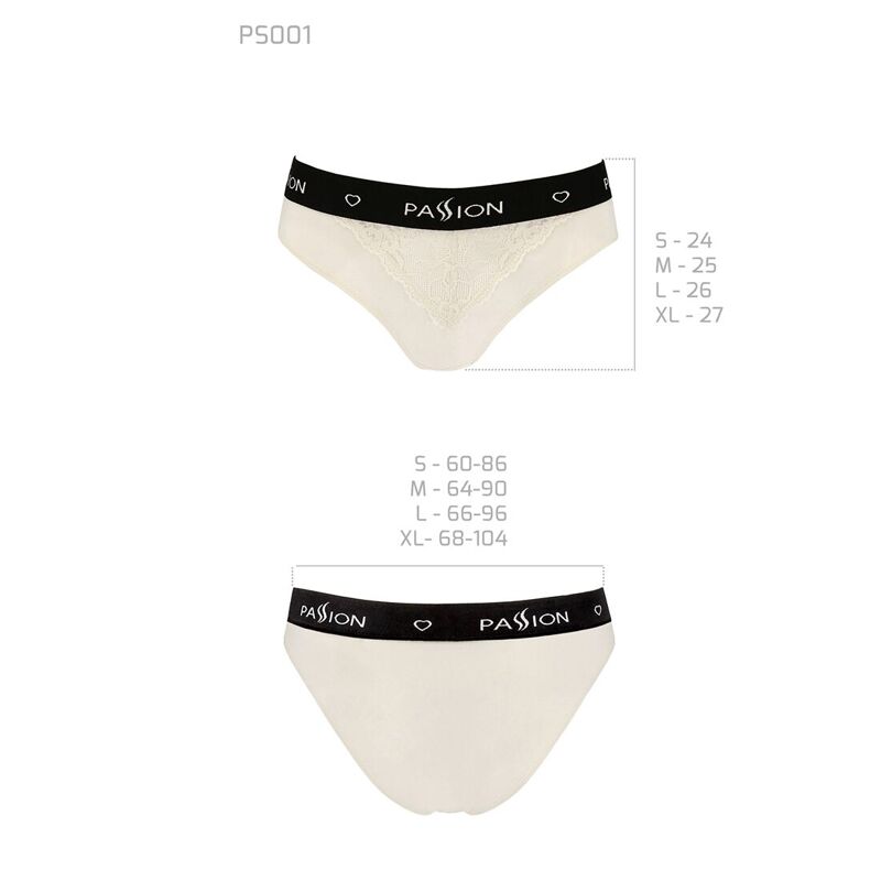 Трусики с широкой резинкой и кружевом Passion PS001 PANTIES L, ecru