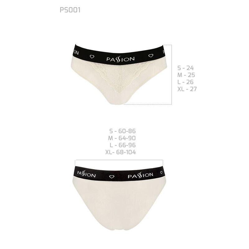 Трусики с широкой резинкой и кружевом Passion PS001 PANTIES XL, ecru
