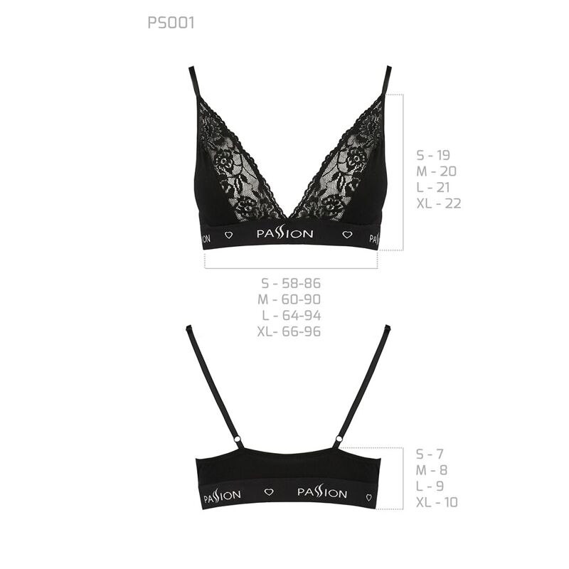Эластичный топ с кружевом Passion PS001 TOP S, black