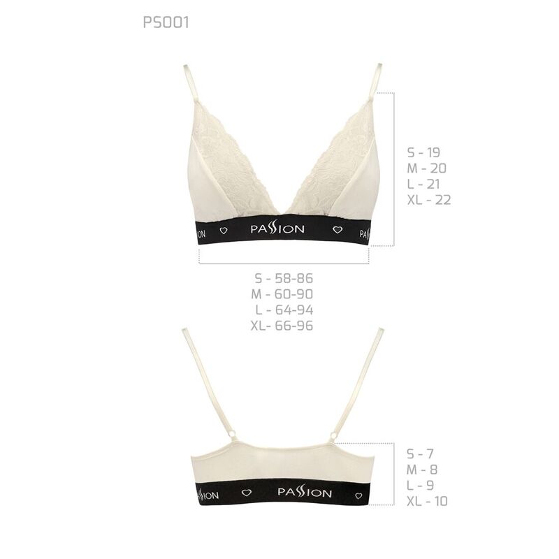 Эластичный топ с кружевом Passion PS001 TOP XL, ecru