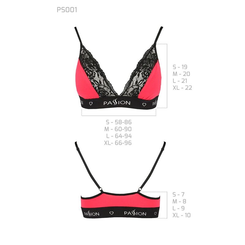 Эластичный топ с кружевом Passion PS001 TOP XL, red-black