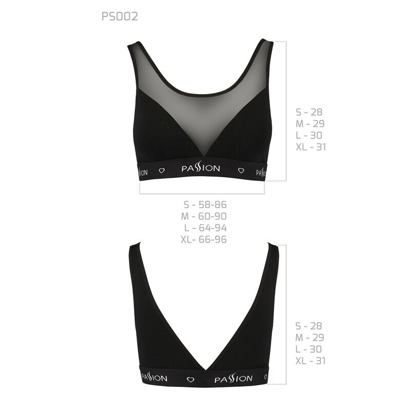 Топ с прозрачной вставкой Passion PS002 TOP XL, black