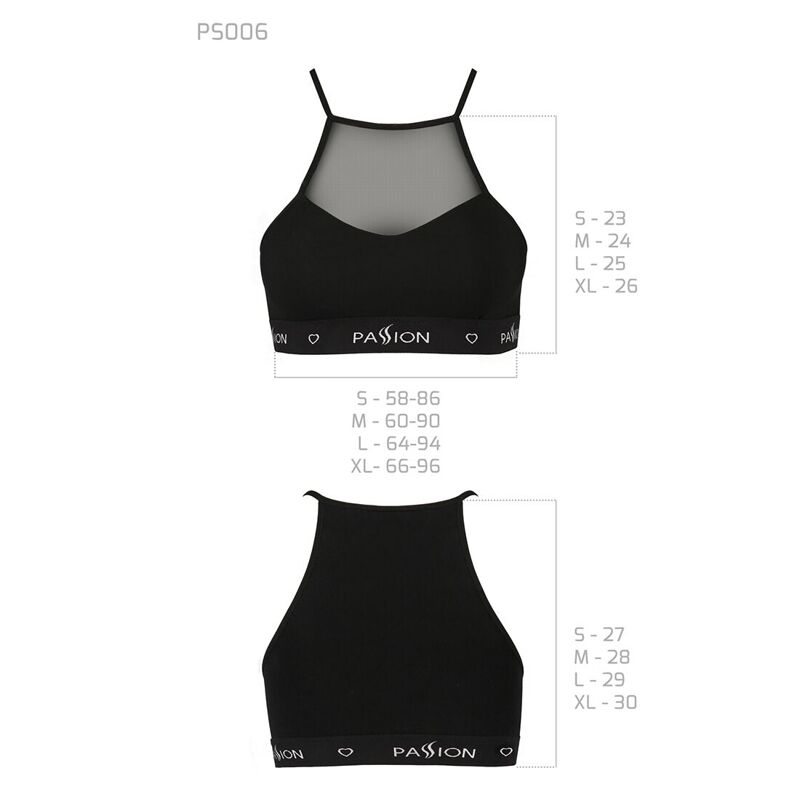 Спортивный топ с прозрачной вставкой Passion PS006 TOP S, black