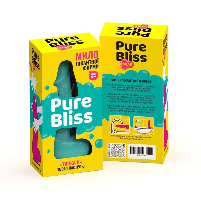 Крафтовое мыло-член с присоской Pure Bliss MINI Turquoise, натуральное