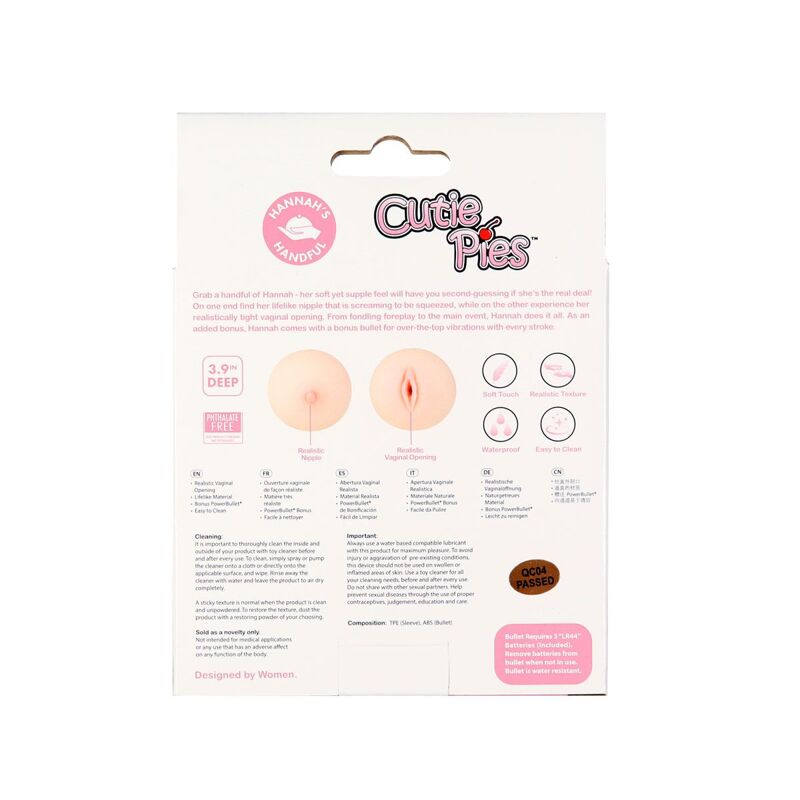 Мастурбатор-грудь Cutie Pies Hannah's Handful - Pussy & Boob, глубина 9,9 см, вибропуля в подарок