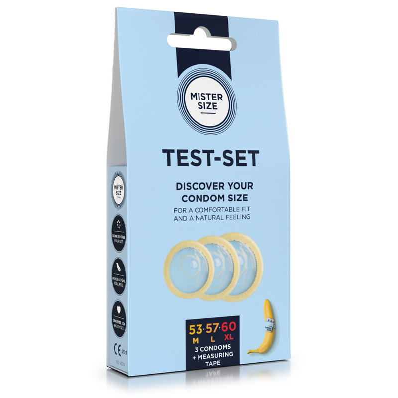 Набор презервативов Mister Size test-set 53–57–60, 3 размера + линейка, толщина 0,05 мм
