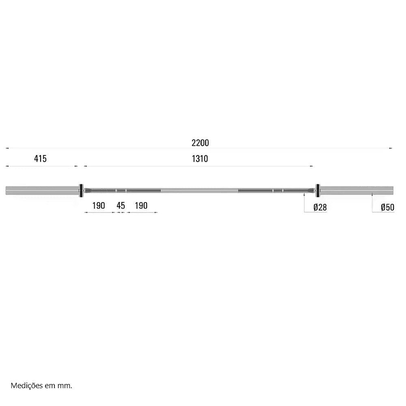 Гриф для штанги Toorx Max 1000 Kg Cross Competition 220 см 50 мм (BO-1000)