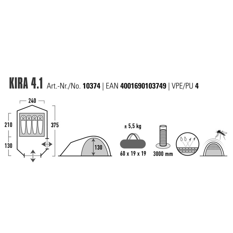 Намет чотиримісний High Peak Kira 4.1 Deep Forest (10374)