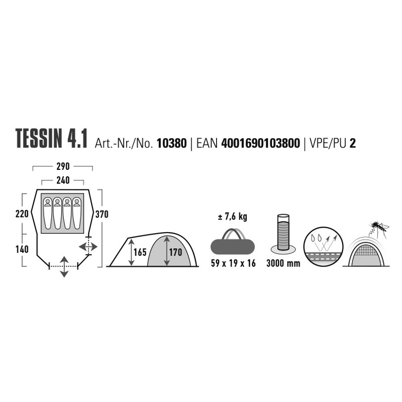 Намет чотиримісний High Peak Tessin 4.1 Deep Forest (10380) Намет чотиримісний High Peak Tessin 4.1 Deep Forest (10380)