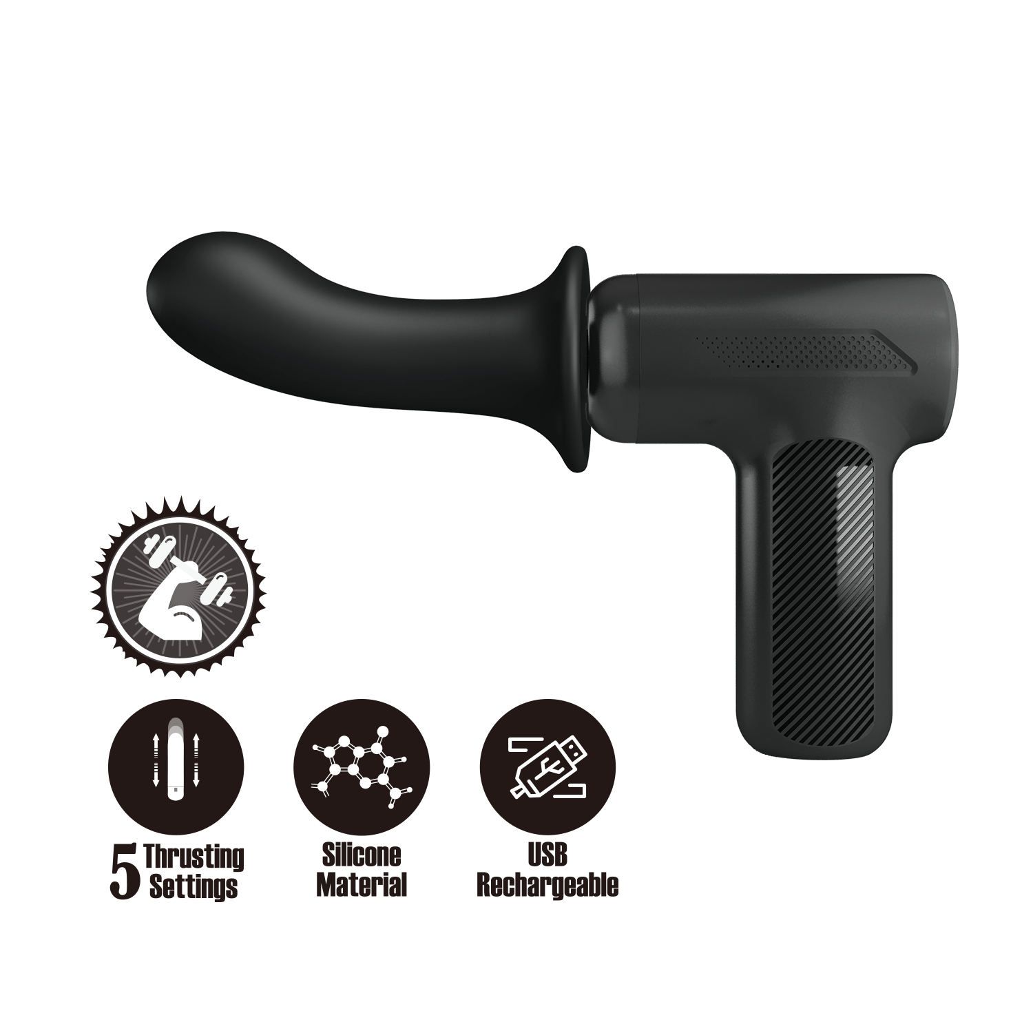 Вибромассажер пистолет Dj Doctor Massage Gun черный, 12.1 х 3.8 см