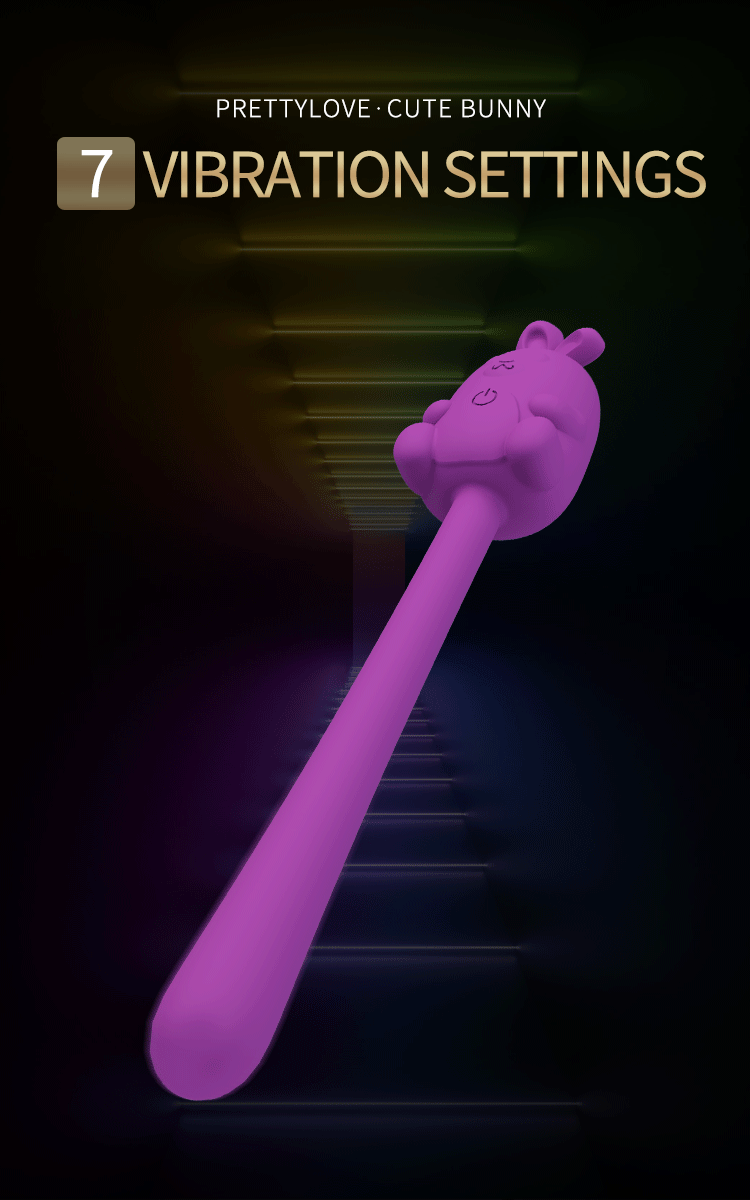 Мини-вибратор на палочке PRETTY LOVE Cute Bunny гибкий, фиолетовый, 14.2 х 1.8 см