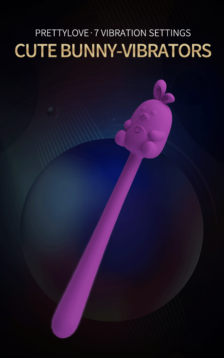 Мини-вибратор на палочке PRETTY LOVE Cute Bunny гибкий, фиолетовый, 14.2 х 1.8 см